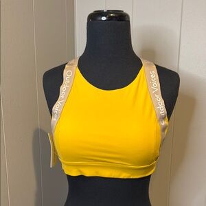 B4 Outdoor Voices Women’s Small Vibrant Yellow Sports Bra with Logo Straps